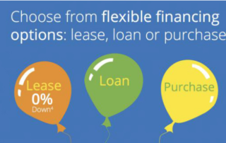 Choose from flexible financing options: lease, loan, or purchase.