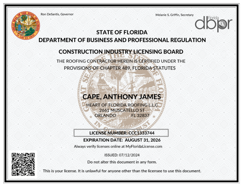 Roofing Contractor License